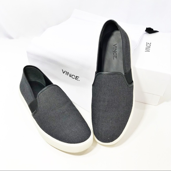 Vince Shoes - Vince "Preston" Black Linen Slip On Sneakers